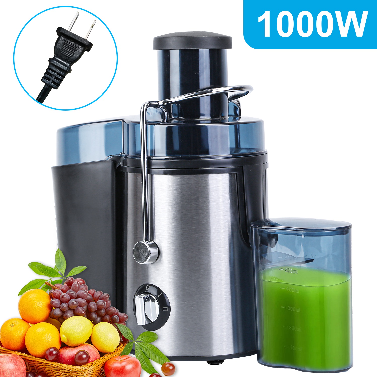 1000W Centrifugal Juicer Juice Extractor with 2 Speeds 2.6in Wide Feed Chute 17Oz Juicer Cup 54Oz Pulp Collector Electric Juicer for Fruits Vegetables - Image 3