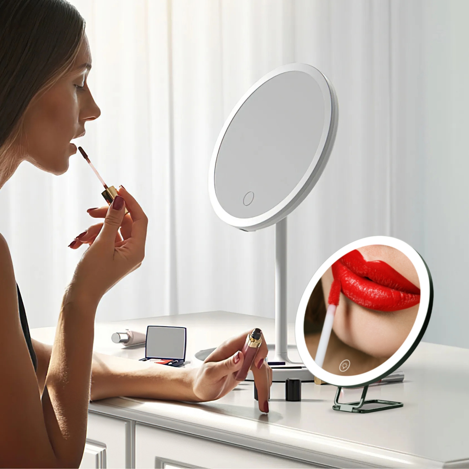 30X Magnifying Mirror With Light 3 Colors Dimmable Brightness Included Tweezer Scissor
Travel Magnifying Makeup Mirror with Suction Cup 360° Adjusta - Image 5