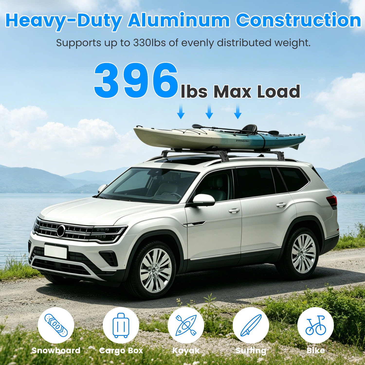 Roof Rack Cross Bars Fit for Volkswagen Atlas 2022-2026 with Factory Raised Side Rails Lockable Aluminum Roof Rack Crossbars With Locks Anti-Theft Car - Image 7