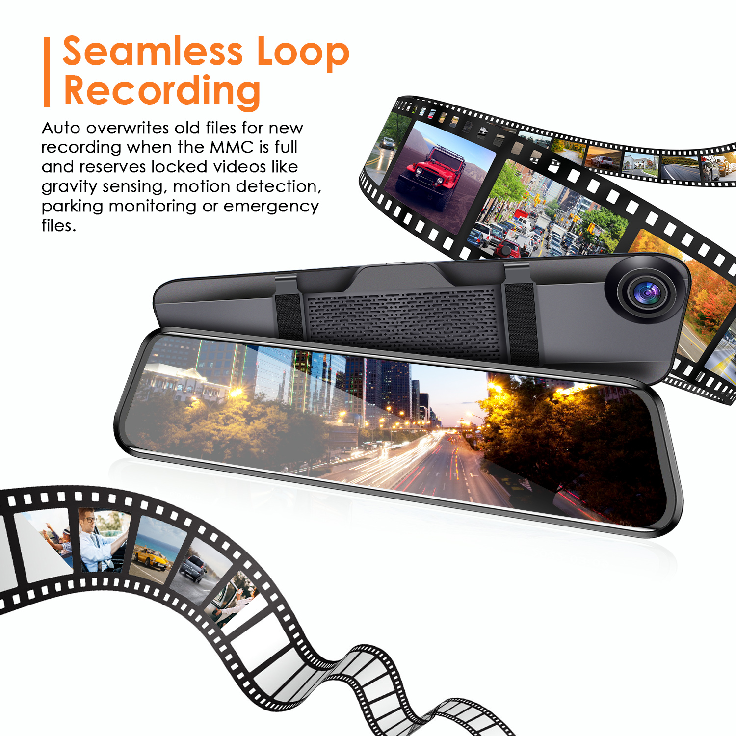 4K Car DVR 12in Dash Cam Camcorder Camera Recorder with 170° Angle Loop Recording Motion Detection Night Vision Voice Control APP Control G-sensor - Image 8