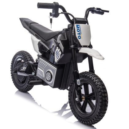 24V Kids Electric Motocross Ride On Motorcycle, 200W High Speed Hub Motor Dirt Bike Toy with Rear Shock Absorber, Adjustable Speed, LED Breathing Ligh
