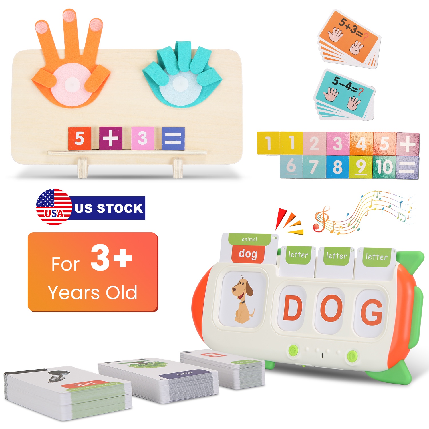 Talking Flash Cards and Finger Counting Math Board Interactive Learning Toys for Kids Aged 3+ Number Alphabet Words Song Learning - Image 6