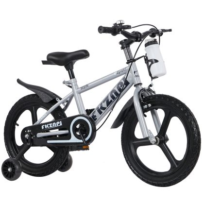 16 Inch Kids Bike with Training Wheels, Children's Bicycle with Magnesium Alloy Wheels, Dual U-Brakes, Adjustable Quick-Release Seat, Water Bottle &