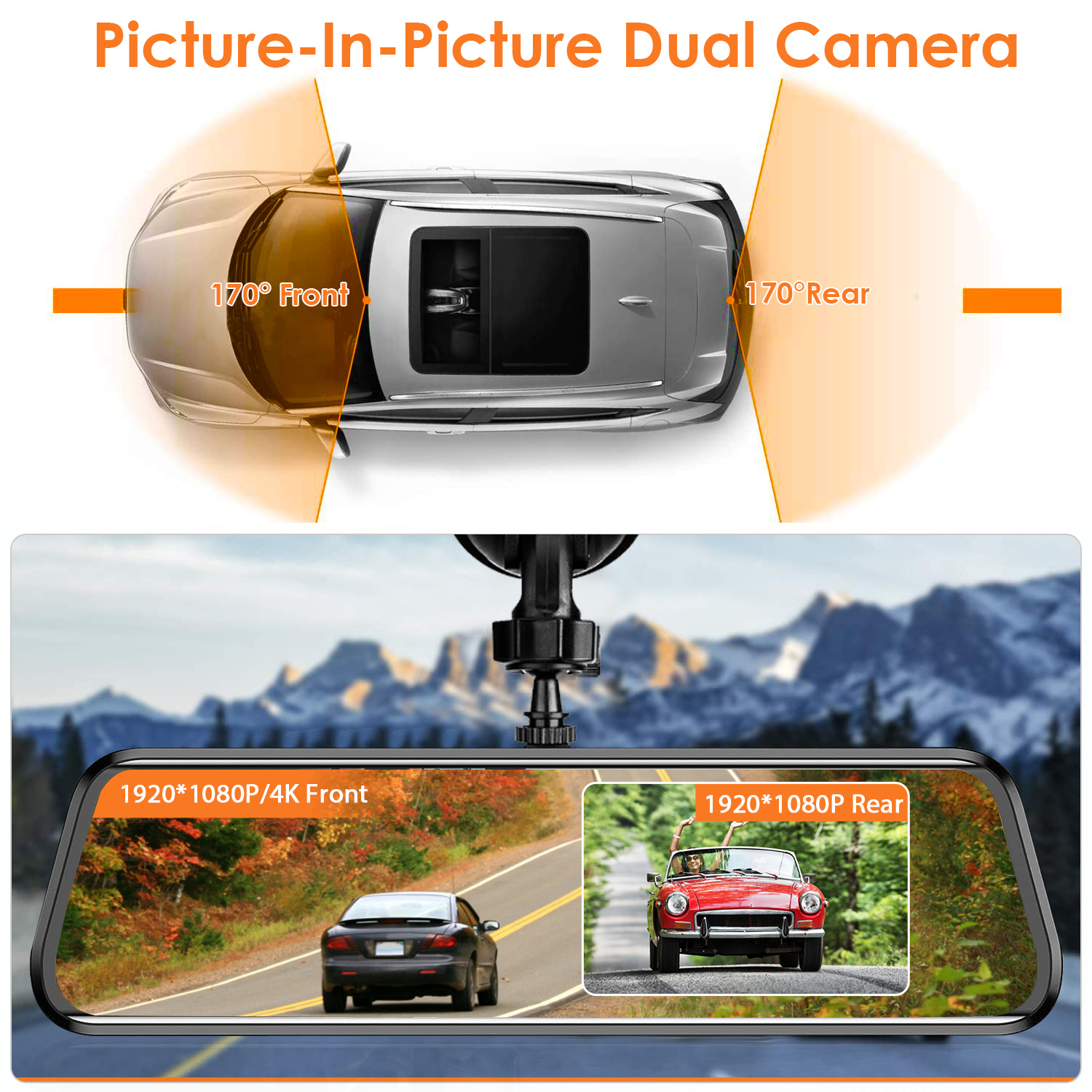 4K Car DVR 12in Dash Cam Camcorder Camera Recorder with 170° Angle Loop Recording Motion Detection Night Vision Voice Control APP Control G-sensor - Image 9