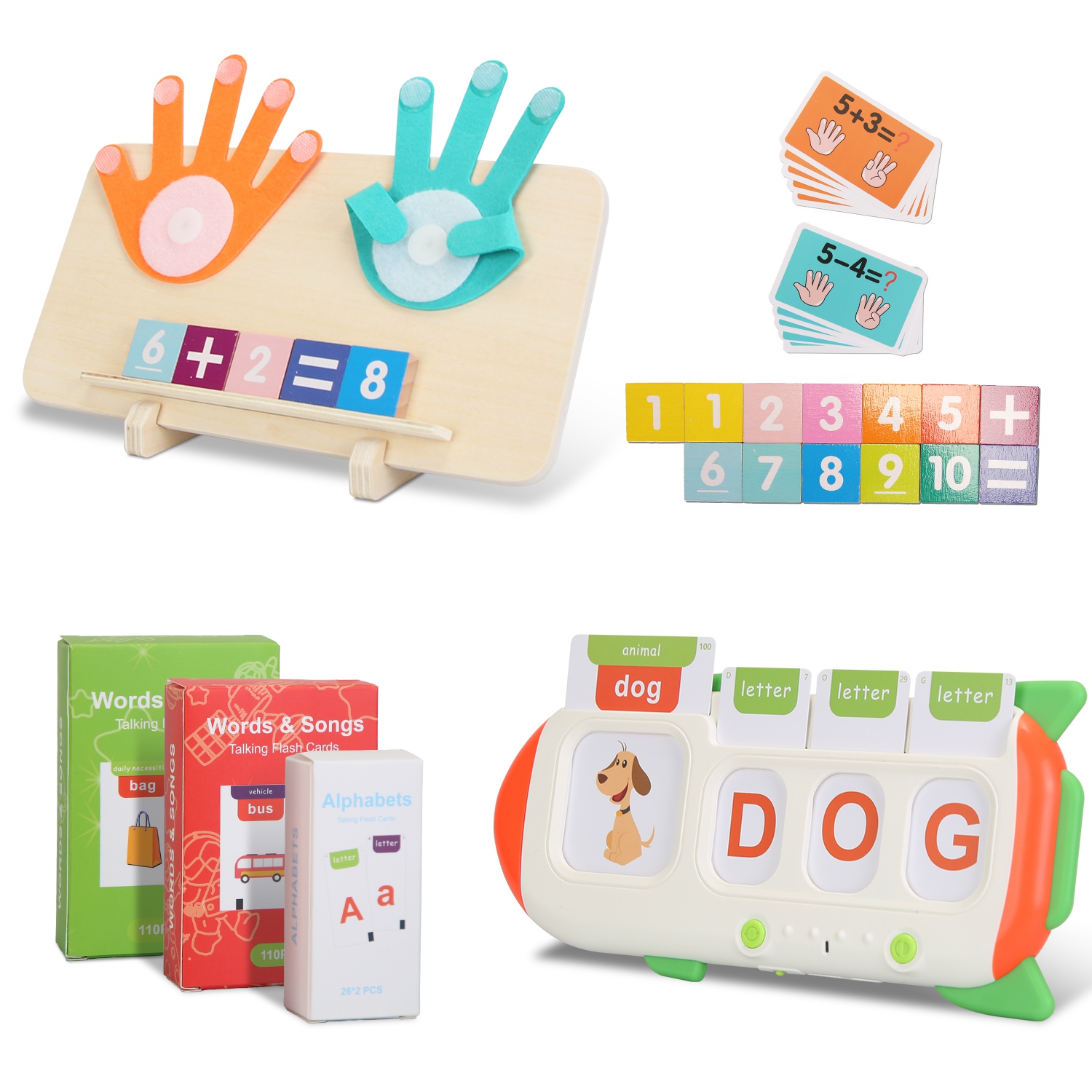 Talking Flash Cards and Finger Counting Math Board Interactive Learning Toys for Kids Aged 3+ Number Alphabet Words Song Learning - Image 3