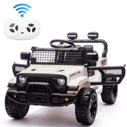 24V Kids Ride On Car with 2.4G Parent Remote Control, 4WD Electric Ride On Truck with Dual 80W Motors, Four-Wheel Suspension, LED Headlights, Wireless