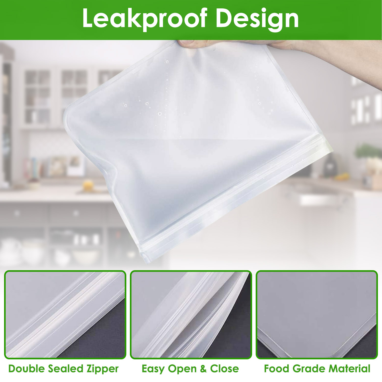 20Pcs Reusable Food Storage Bags 5 Sandwich Snack Gallon Quart Bag Leakproof BPA Free Food Container Freezer Safe Lunch Bag - Image 6