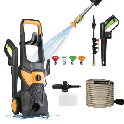 4200PSI 1.85GPM 1800W Electric Pressure Washer High Pressure Cleaning Machine Portable Car Power Washer with Spray Gun 4 Nozzles Foam Cannon Holders f