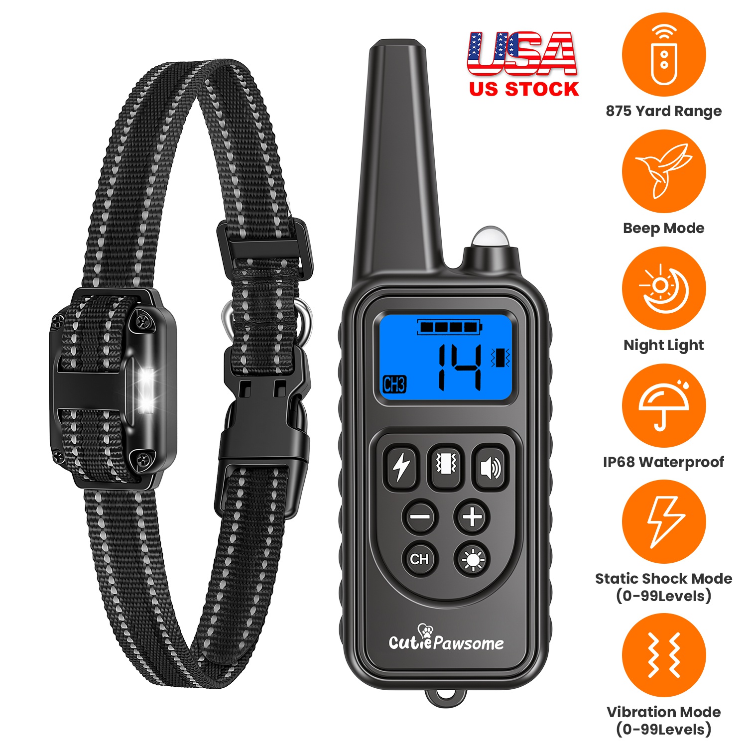 Dog Training Collar with Remote Rechargeable Dog Training Collar IP68 Waterproof with 4 Training Modes 3 Channels for Medium and Small Dogs - Image 7