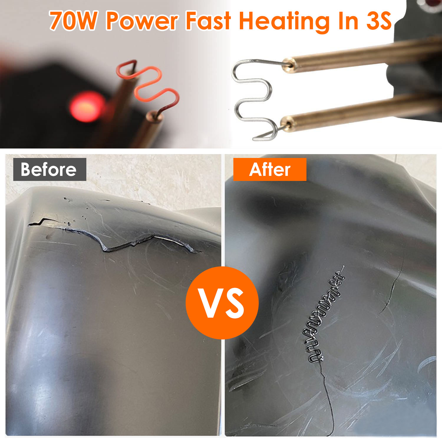 70W Plastic Welder Car Bumper Repair Kit Hot Stapler Welding Gun Plastic Repair Machine Soldering Tool with 200 Staples Pliers Cutter - Image 10