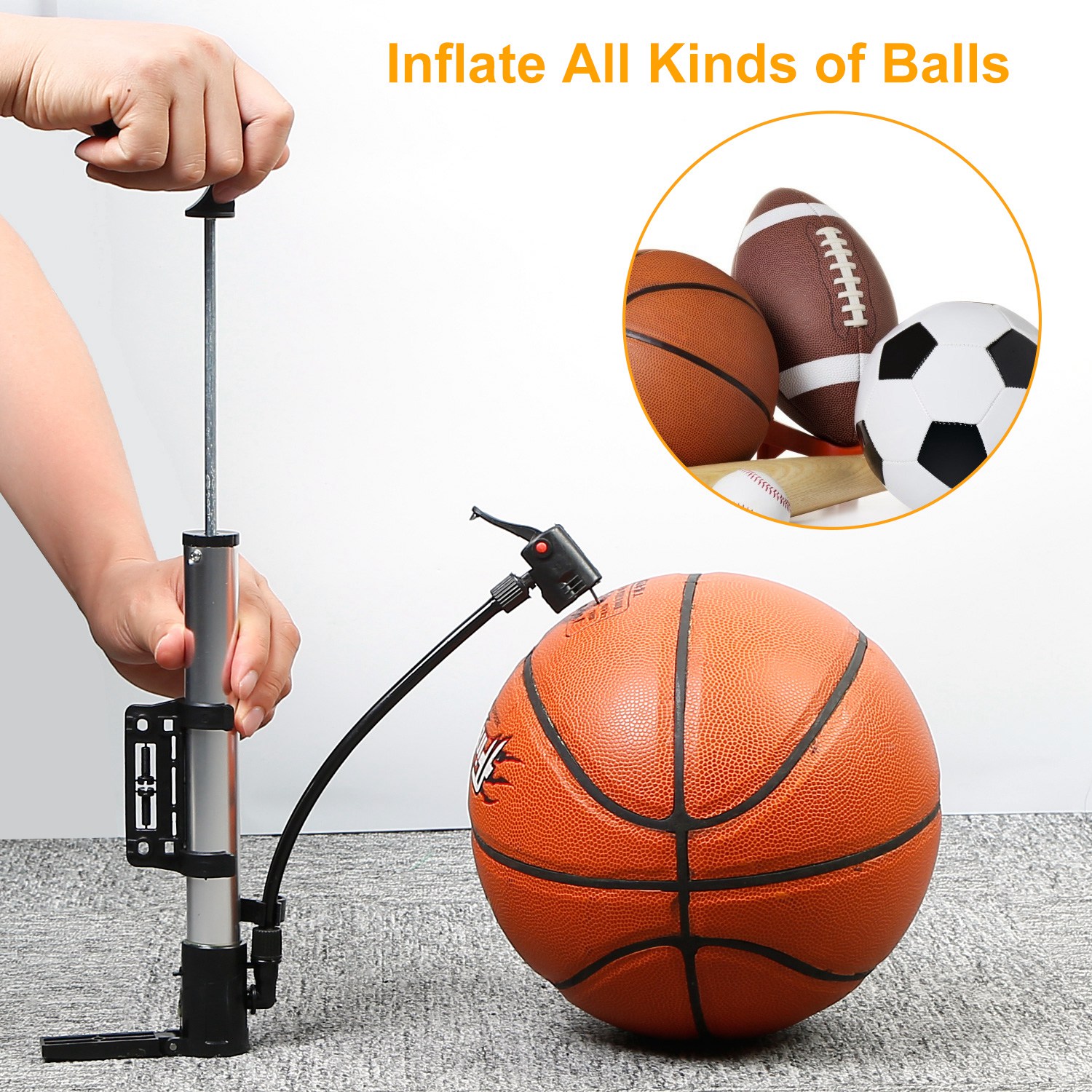 Mini Bike Pump Portable Bicycle Tire Inflator Ball Air Pump w/ Mount Frame For Mountain Road Bike - Image 8