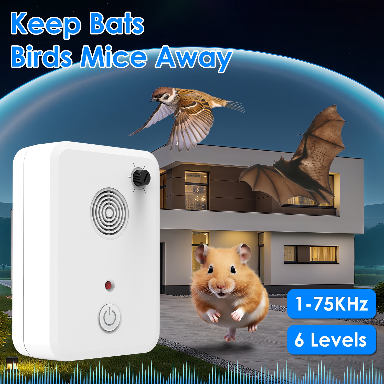 4Pack Plug In Ultrasonic Bat Repellent Indoor Bird Mouse Deterrent Device with 6 Adjustable Levels for Attic Garage Kitchen Warehouse - Image 7
