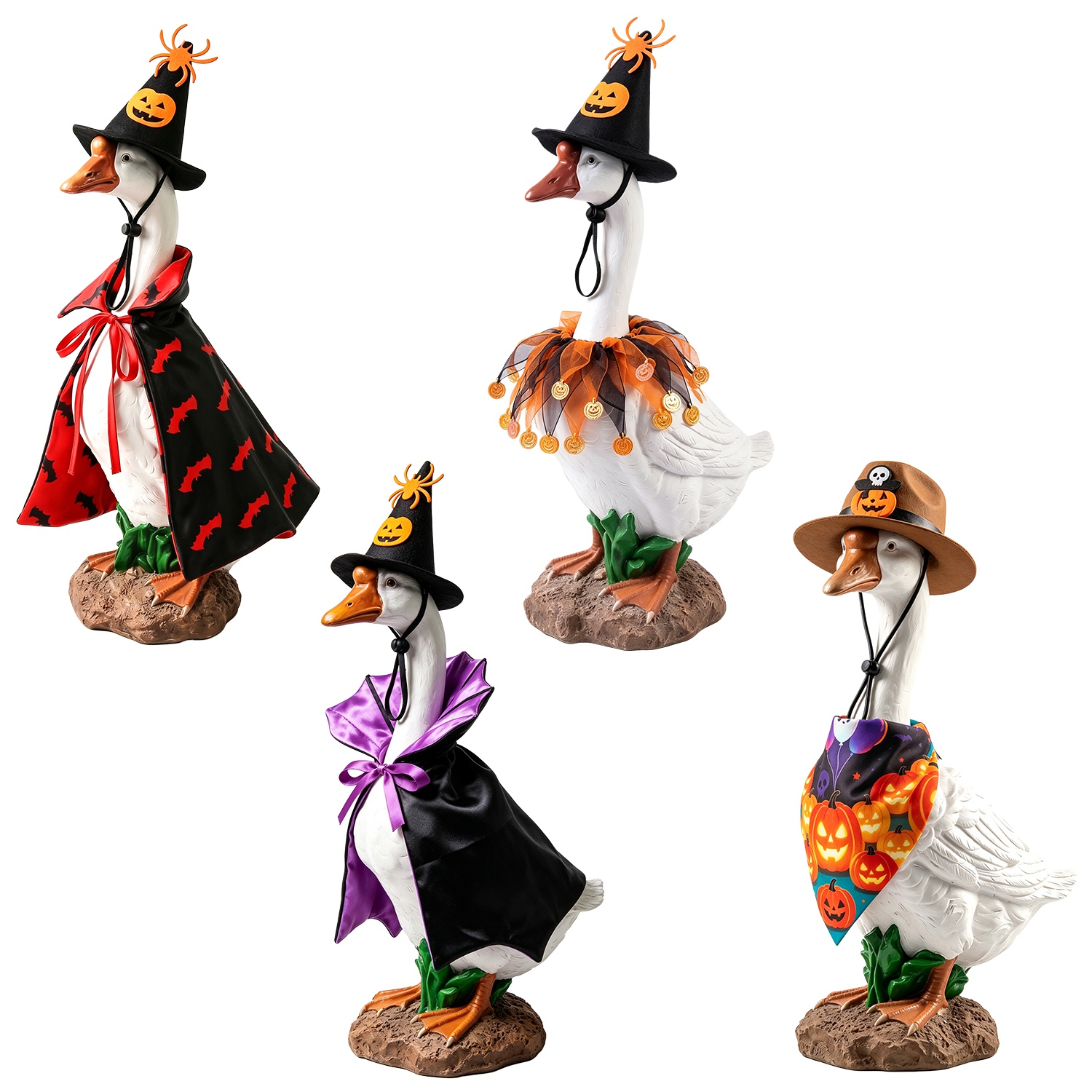 Porch Goose Halloween Costume for 23" Goose Statue Pumpkin Bandana & Cowboy Hat Halloween Yard Decor - Image 10