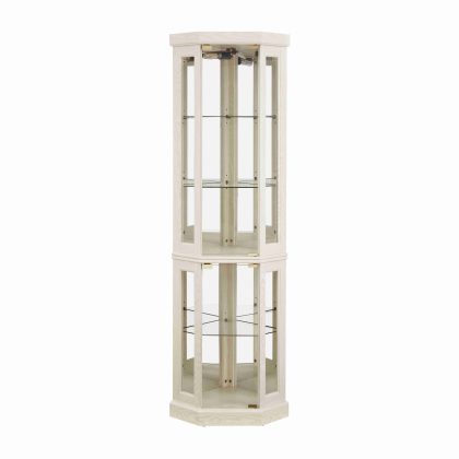 5-Tier Lighted Corner Curio Display Cabinet Adjustable Glass Display Case with Light Bulb Anti-Tipping Hardware for Collectibles, Wine & Decor