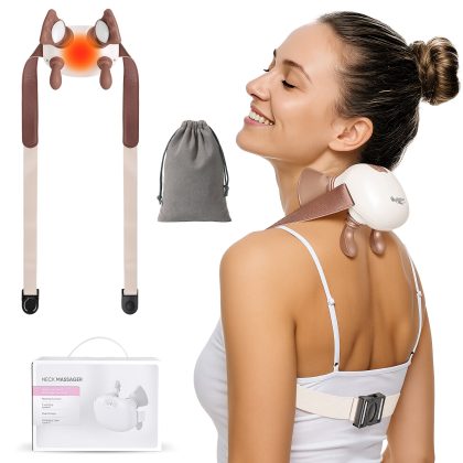 Human-Like Neck Massager With Heat Cordless Neck Massager for Pain Relief Deep Tissue Shiatsu Massager for for Neck Shoulders Back Legs