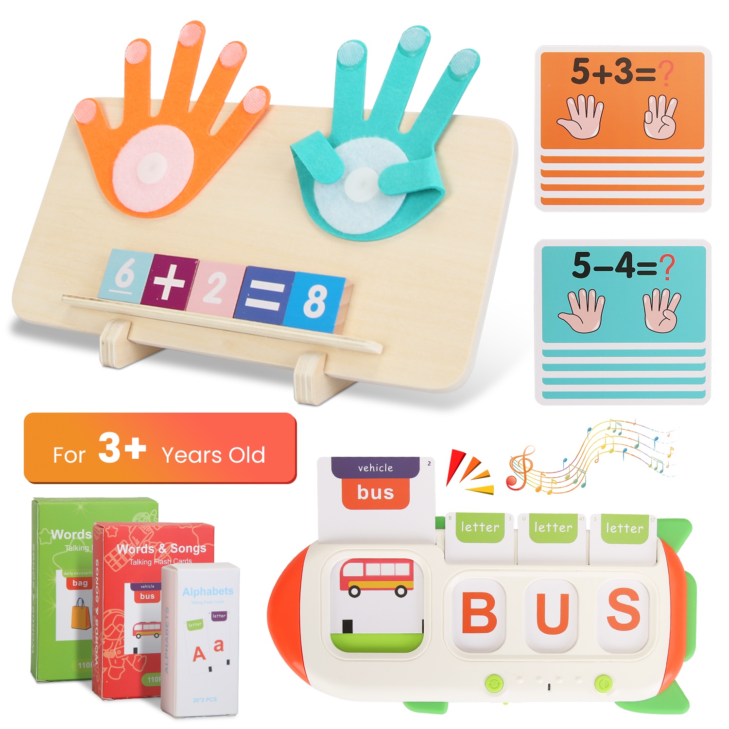 Talking Flash Cards and Finger Counting Math Board Interactive Learning Toys for Kids Aged 3+ Number Alphabet Words Song Learning - Image 5