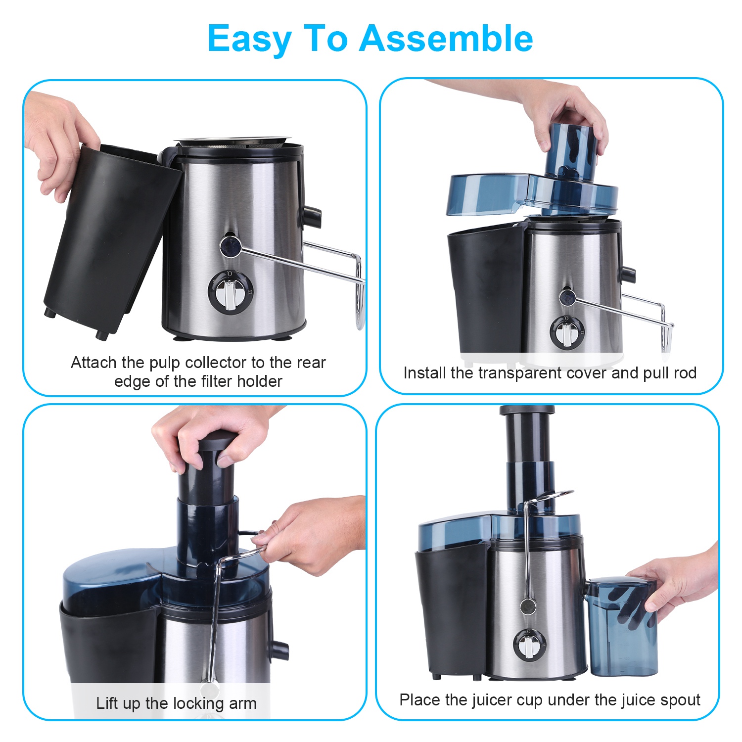 1000W Centrifugal Juicer Juice Extractor with 2 Speeds 2.6in Wide Feed Chute 17Oz Juicer Cup 54Oz Pulp Collector Electric Juicer for Fruits Vegetables - Image 10