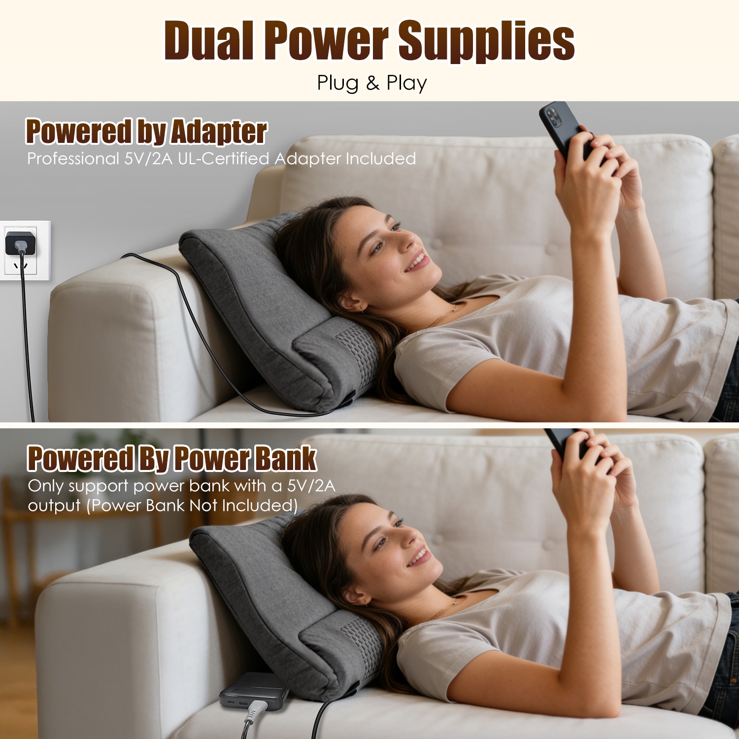 Neck Massager Pillow Ergonomic Massager Memory Foam Pillow with 3-Level Heating 3-Intensity Vibration 30Min Timer for Neck Back Shoulder Pain Relief - Image 10