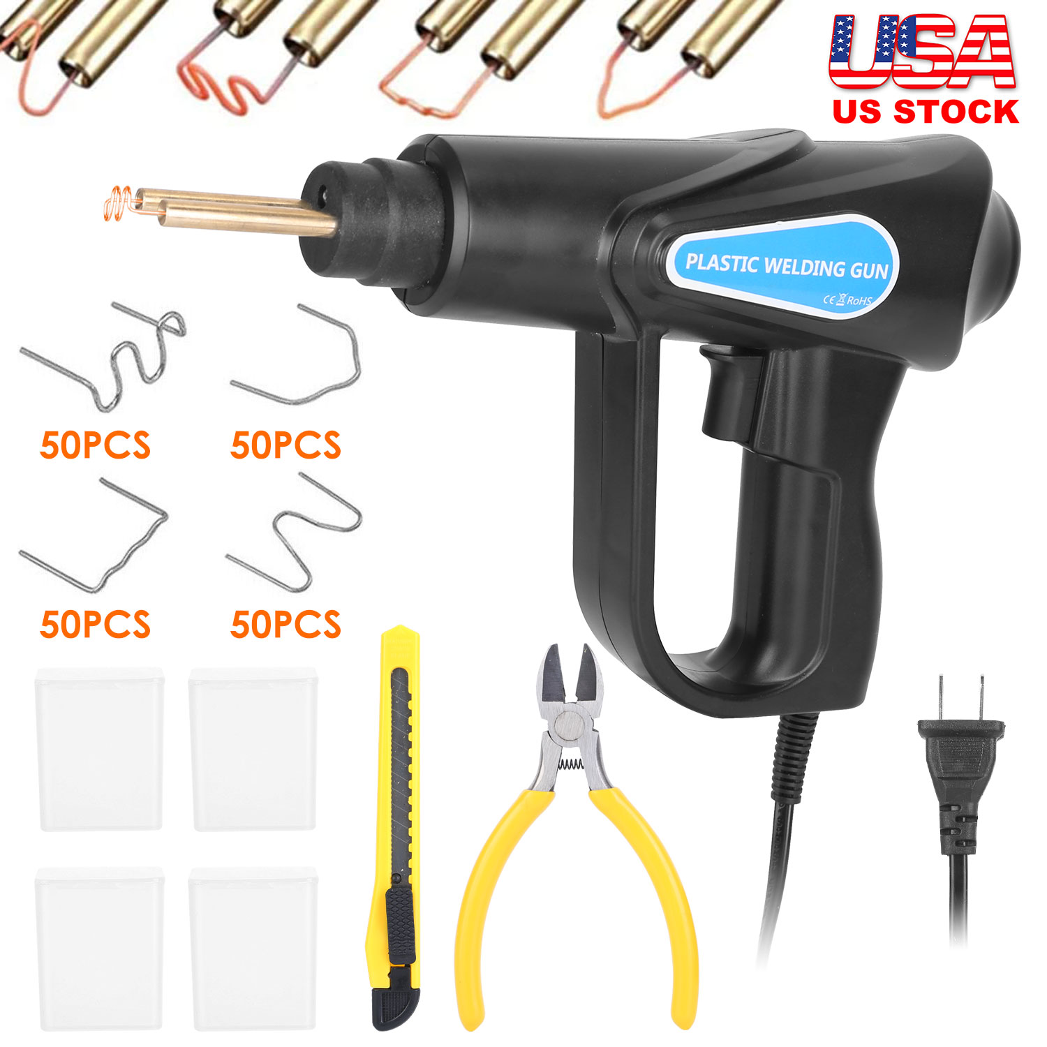 70W Plastic Welder Car Bumper Repair Kit Hot Stapler Welding Gun Plastic Repair Machine Soldering Tool with 200 Staples Pliers Cutter - Image 5