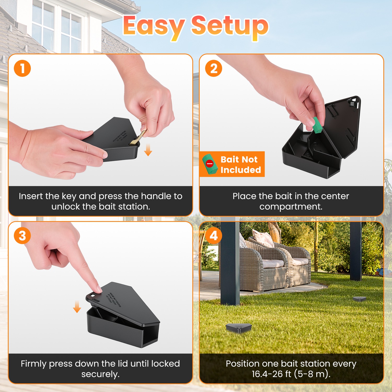 6 Packs Mouse Bait Station with Keys Tamper Resistant Indoor Outdoor Mouse Bait Boxes Reusable Locking Rodent Bait Stations for Home Garage Garden War - Image 9