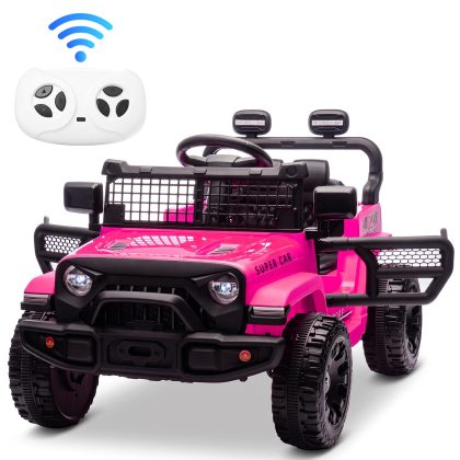 24V Kids Ride On Car with 2.4G Parent Remote Control, 4WD Electric Ride On Truck with Dual 80W Motors, Four-Wheel Suspension, LED Headlights, Wireless