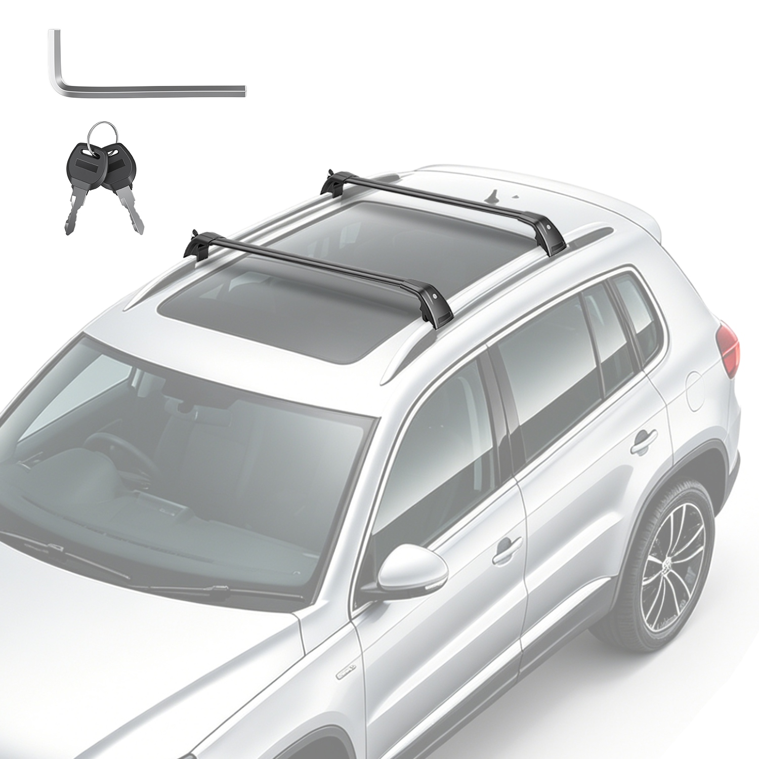 Roof Rack Cross Bars Fit for Volkswagen Tiguan 2018-2026 & Taos 2022-2026 with Factory Raised Side Rails Lockable Aluminum Roof Cargo Carrier Bars 330 - Image 2