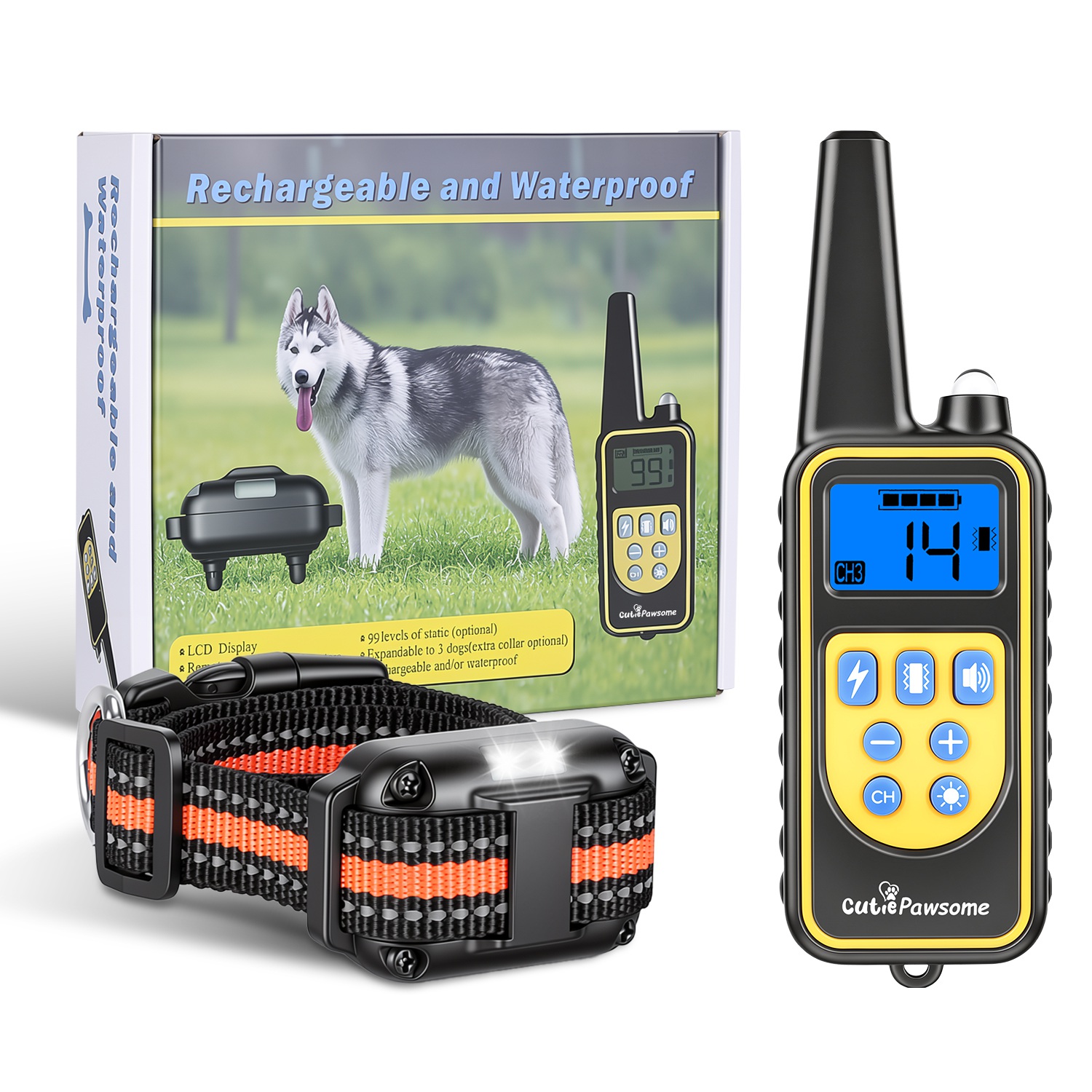 Dog Training Collar with Remote Rechargeable Dog Training Collar IP68 Waterproof with 4 Training Modes 3 Channels for Medium and Small Dogs - Image 6