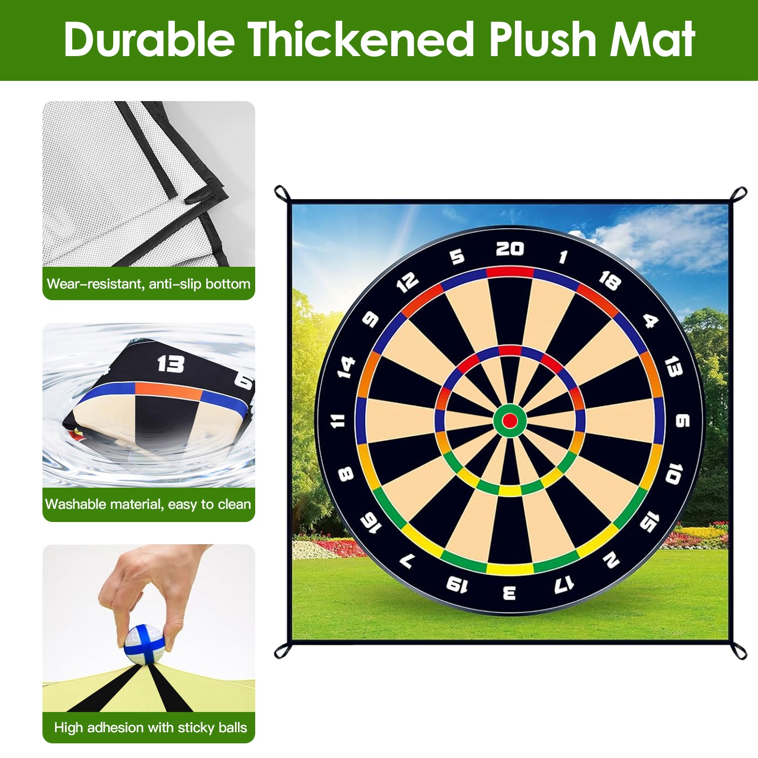 Golf Chipping Dart Game Mat Set With 20 Sticky Balls Ground Stakes Hanging Hooks Carrying Bag Indoor Outdoor Golf Hitting Training Game Mat For Kids B - Image 9