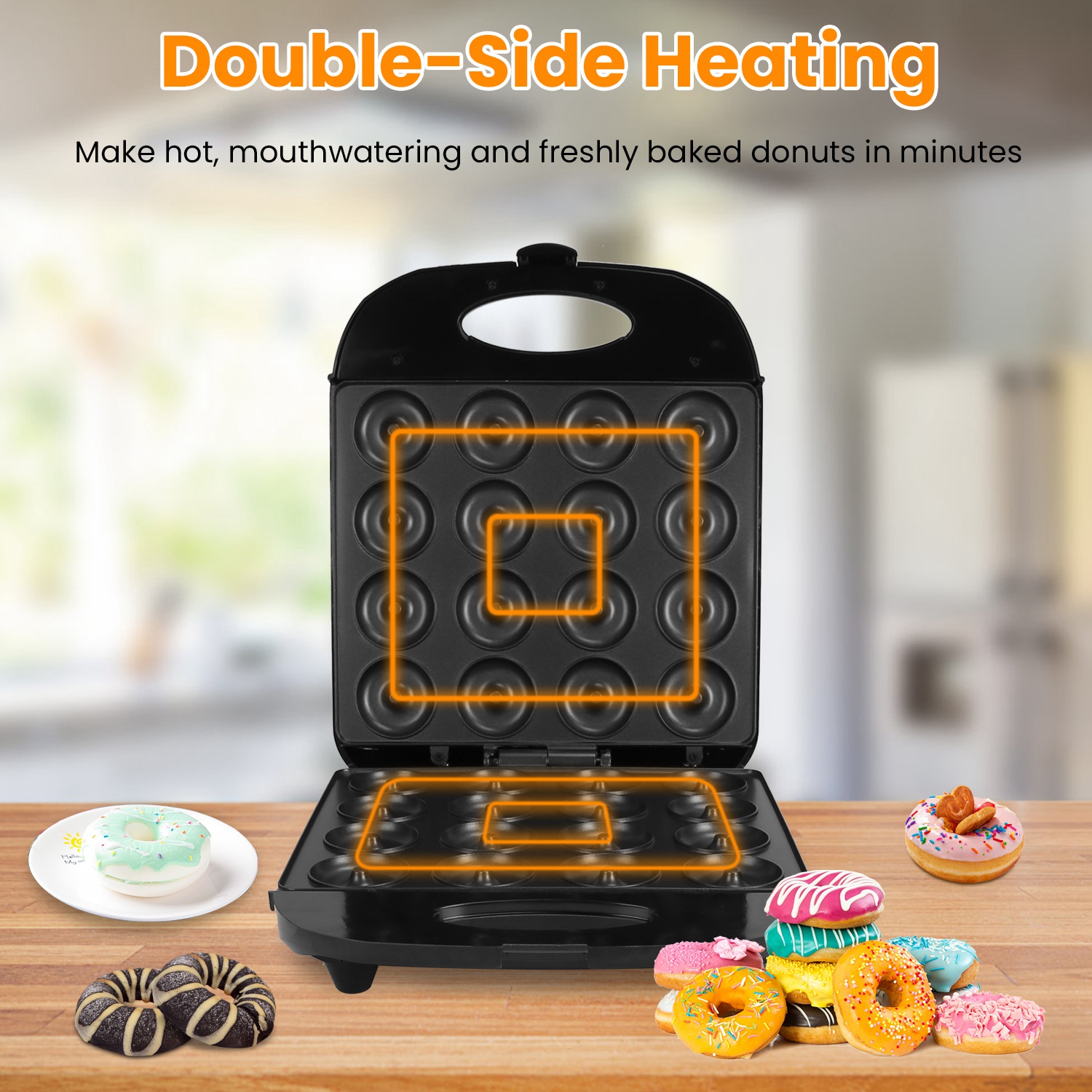 Mini Donut Maker Machine For Kids Snack Breakfast Desserts With 16 Doughnuts Holes Non Stick Coating Double-Side Heating Plates Overheating Protection - Image 7