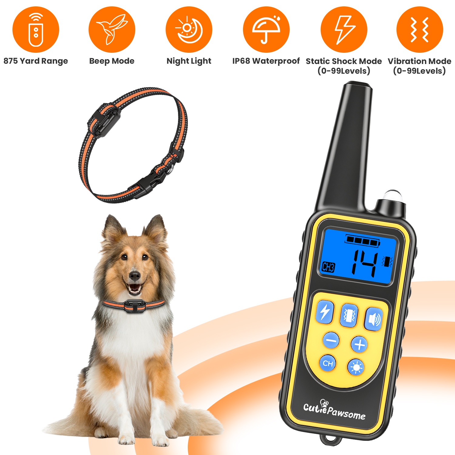Dog Training Collar with Remote Rechargeable Dog Training Collar IP68 Waterproof with 4 Training Modes 3 Channels for Medium and Small Dogs - Image 8
