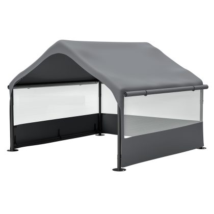 4'x4'x3' Extra Large Outdoor Dog House Tent Breathable Outdoor Enclosure with 3-Sided Roll-Up Mesh Windows Ground Stakes Storage Bag for Dogs, Cats
