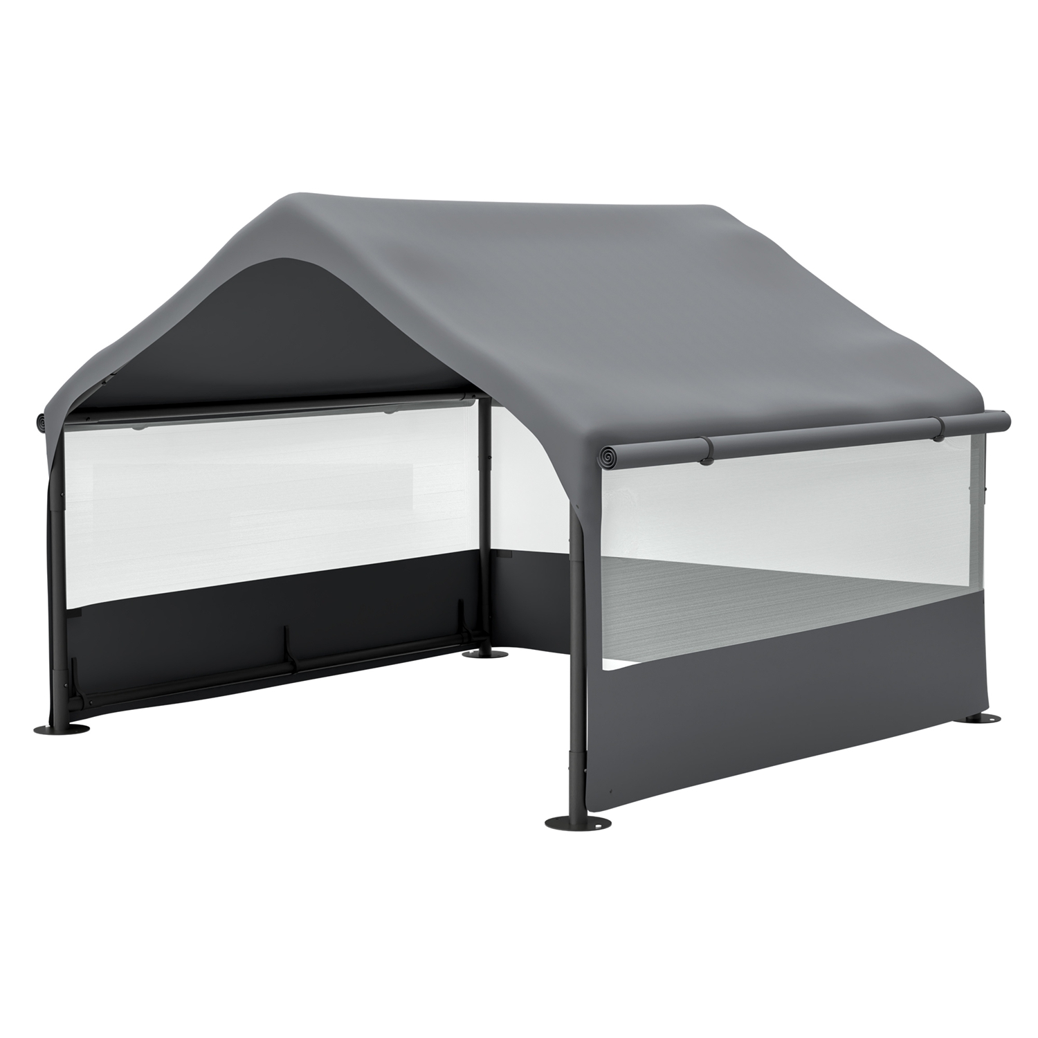4'x4'x3' Extra Large Outdoor Dog House Tent Breathable Outdoor Enclosure with 3-Sided Roll-Up Mesh Windows Ground Stakes Storage Bag for Dogs, Cats