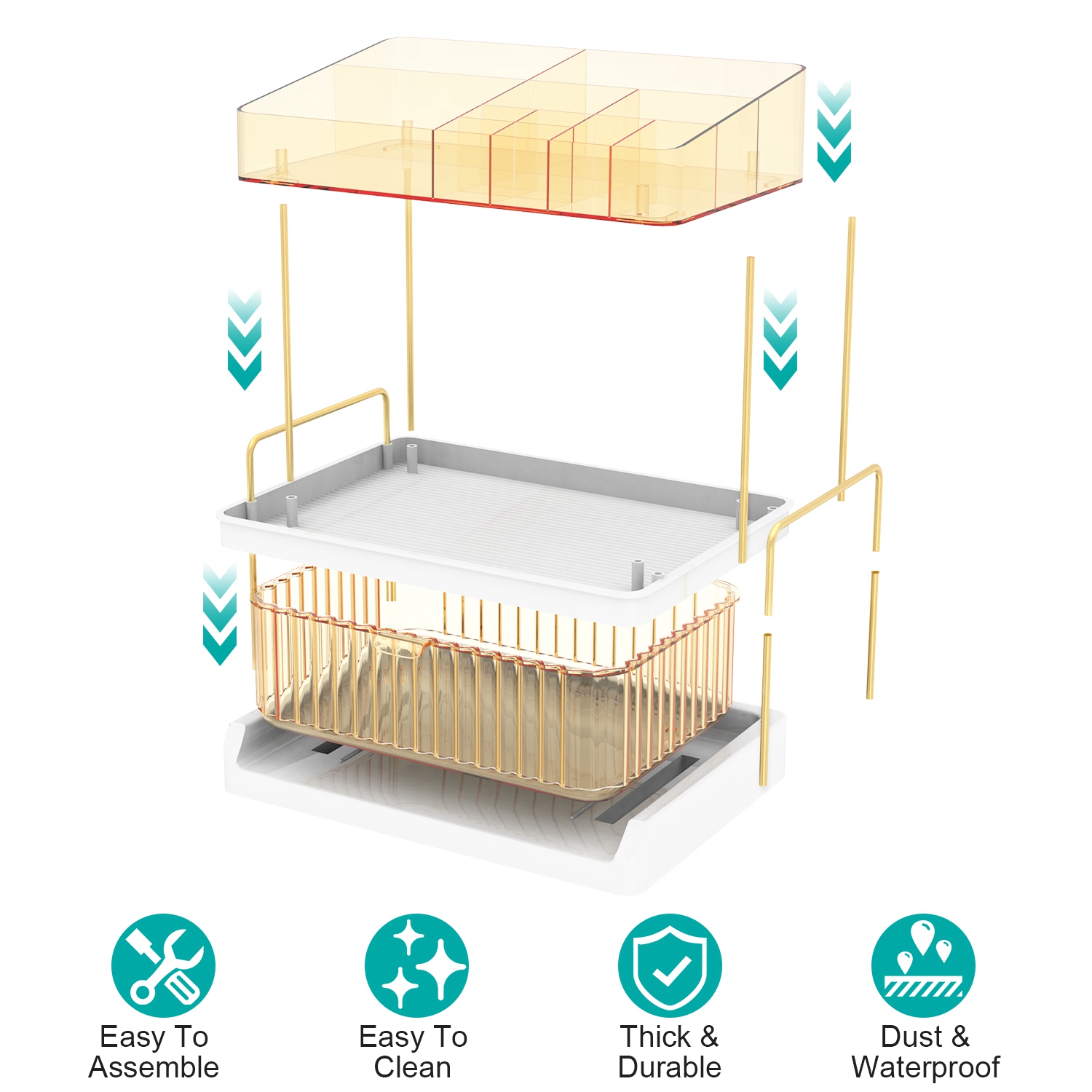 3 Tier Makeup Organizer for Vanity Large Capacity Skincare Shelf Bathroom Countertop Organizer with Drawer for Lipsticks Lotion Toner Perfumer Masks - Image 10