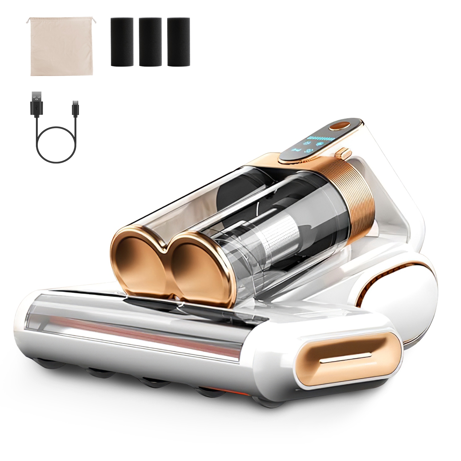Mattress Vacuum Cleaner 16Kpa Bed Vacuum Cleaner Handheld Vacuums with Ultrasonic & UVC Light 18000 RPM Brushroll Rotation Dual Dust Bins Washable Fil - Image 2