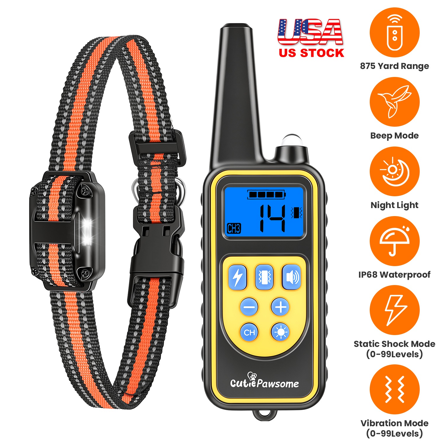 Dog Training Collar with Remote Rechargeable Dog Training Collar IP68 Waterproof with 4 Training Modes 3 Channels for Medium and Small Dogs - Image 2