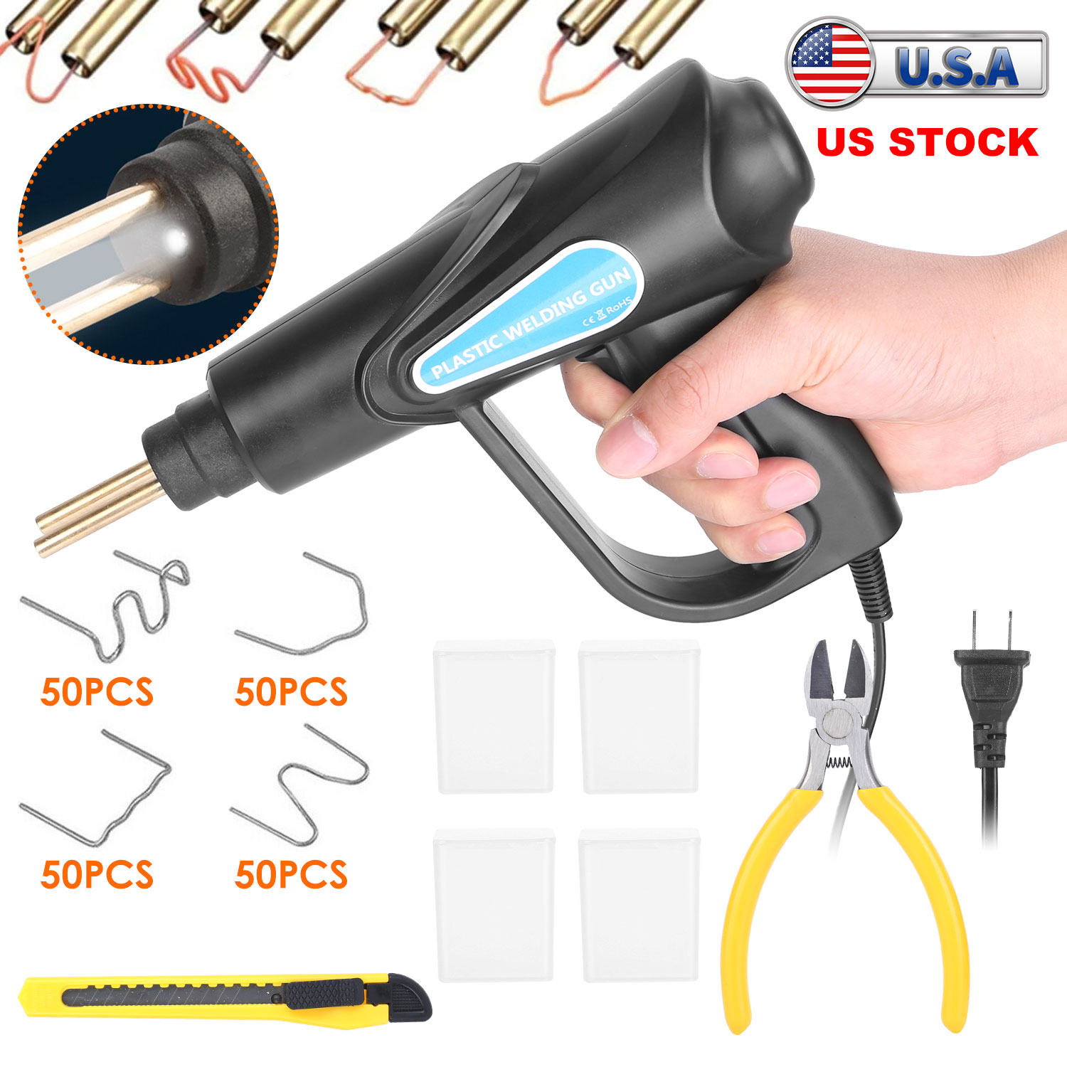70W Plastic Welder Car Bumper Repair Kit Hot Stapler Welding Gun Plastic Repair Machine Soldering Tool with 200 Staples Pliers Cutter - Image 4