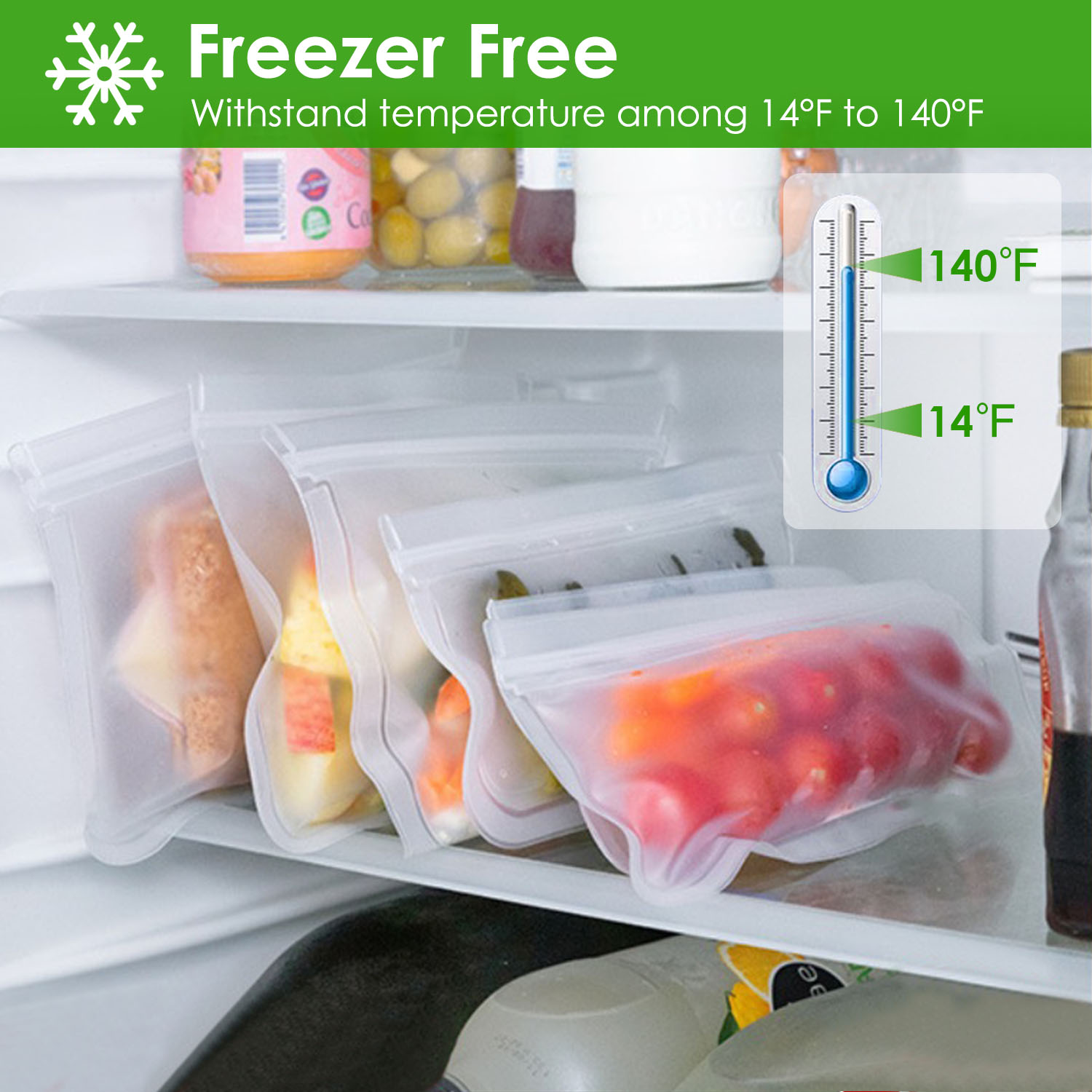20Pcs Reusable Food Storage Bags 5 Sandwich Snack Gallon Quart Bag Leakproof BPA Free Food Container Freezer Safe Lunch Bag - Image 7