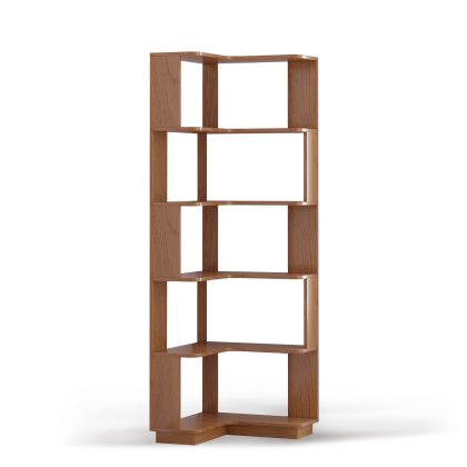 6 Tier Freestanding L-Shaped Corner Bookshelf For Living Room, Bedroom, Wooden Bookcase with anti-drop panle & anti tipping device, Display shelf Open