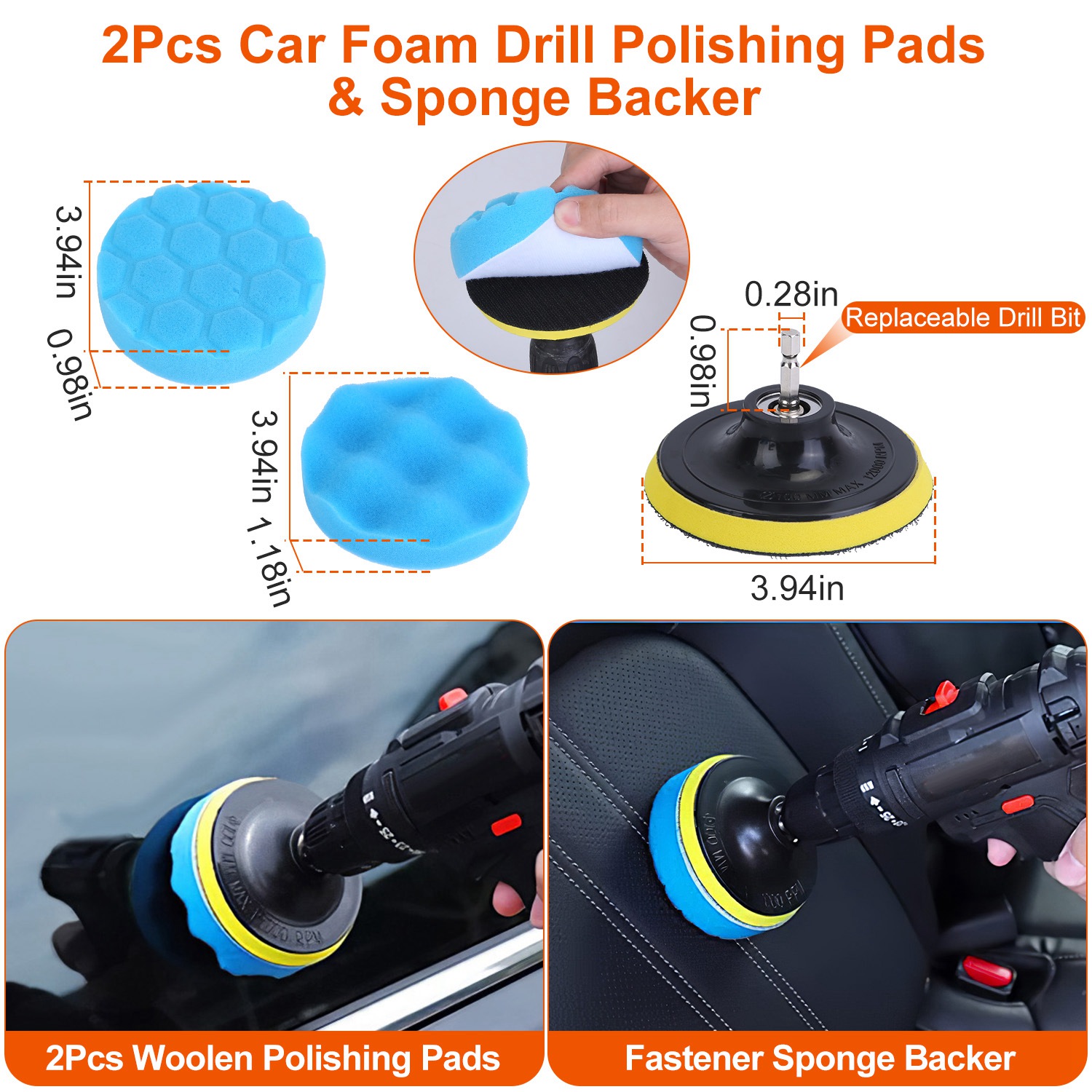 26Pcs Car Detailing Brush Kit Exterior Interior Car Cleaning Set Drill Brush Set Car Buffing Sponge Pads Kit for Cleaning Automobile Interior Exterior - Image 10