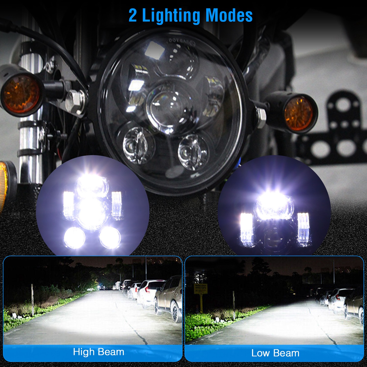 5.75In LED Headlight Motorcycle Projector Headlamp Fit for Harley Dyna Sportster Iron 883 Street Rod Street Bob Softail Deuce Custom Super Wide Glide - Image 10