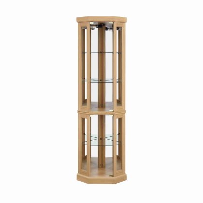 5-Tier Lighted Corner Curio Display Cabinet Adjustable Glass Display Case with Light Bulb Anti-Tipping Hardware for Collectibles, Wine & Decor