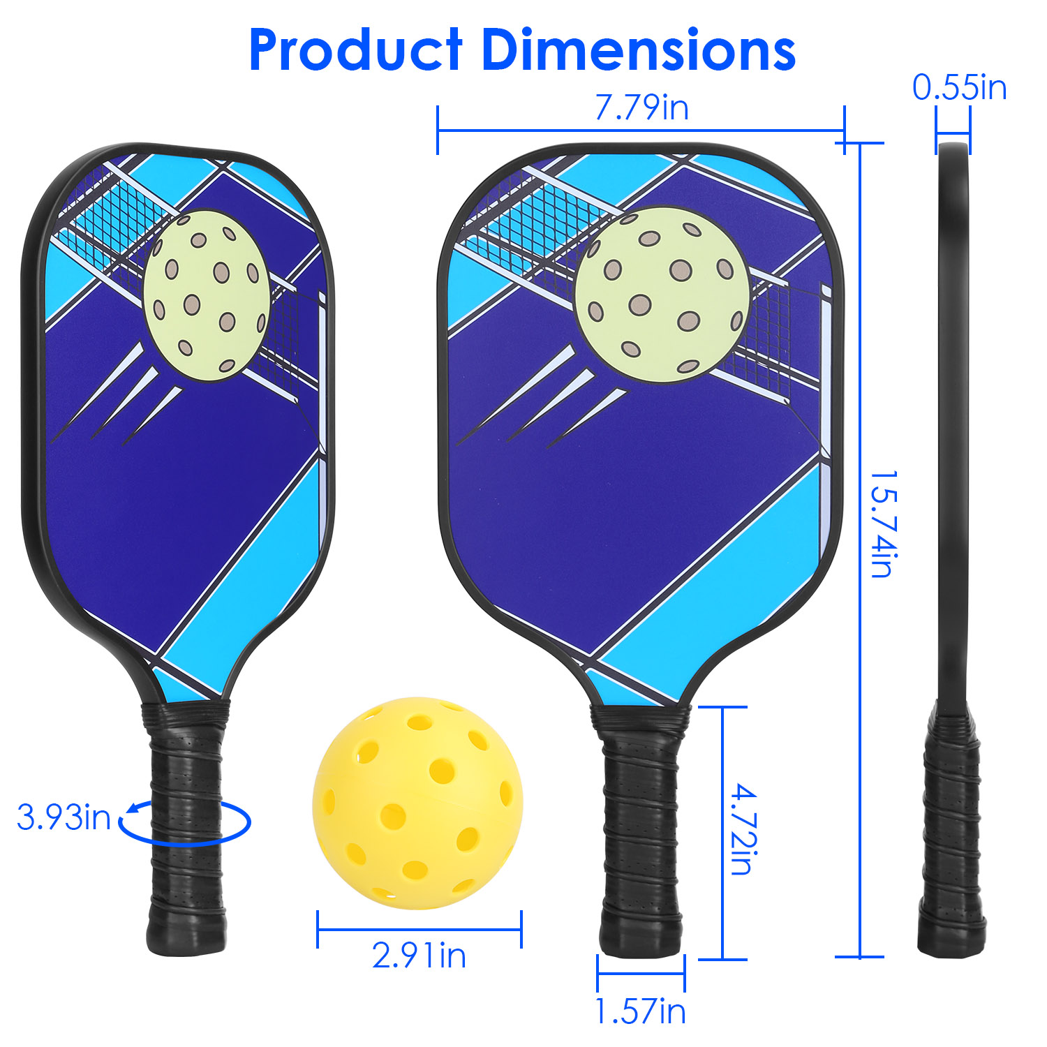 Pickleball Set 2 Fiberglass Paddles 4 Outdoor Indoor Balls Portable Carry Bag 2 Cooling Towel Lightweight Ergonomic Grip for Beginners Pros - Image 10