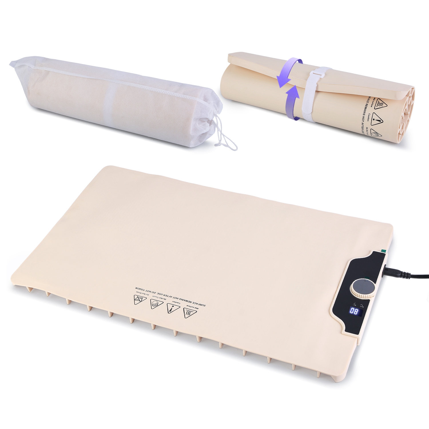 Food Warming Mat 23.6X15.8In 300W Fast Heating Electric Silicone Food Warmer With 14 Temp Levels 10Hrs Timer Settings Roll-Up Portable Hot Plates Heat - Image 2