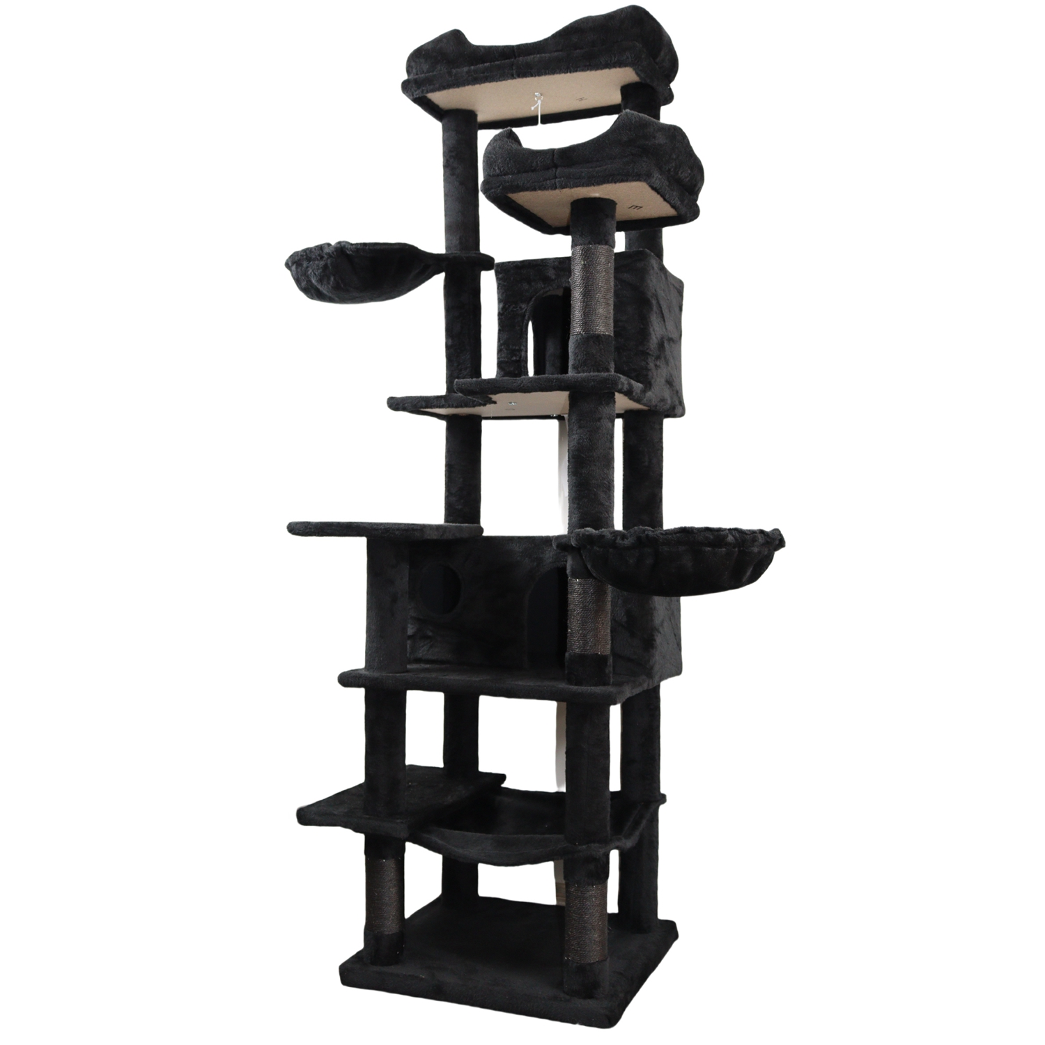 68in Multi-Level Cat Tree Tower with Hammocks, Cat Condo, Hanging Basket, Removable Cushions & Sisal Scratching Posts, Plush Cat Activity Center for I