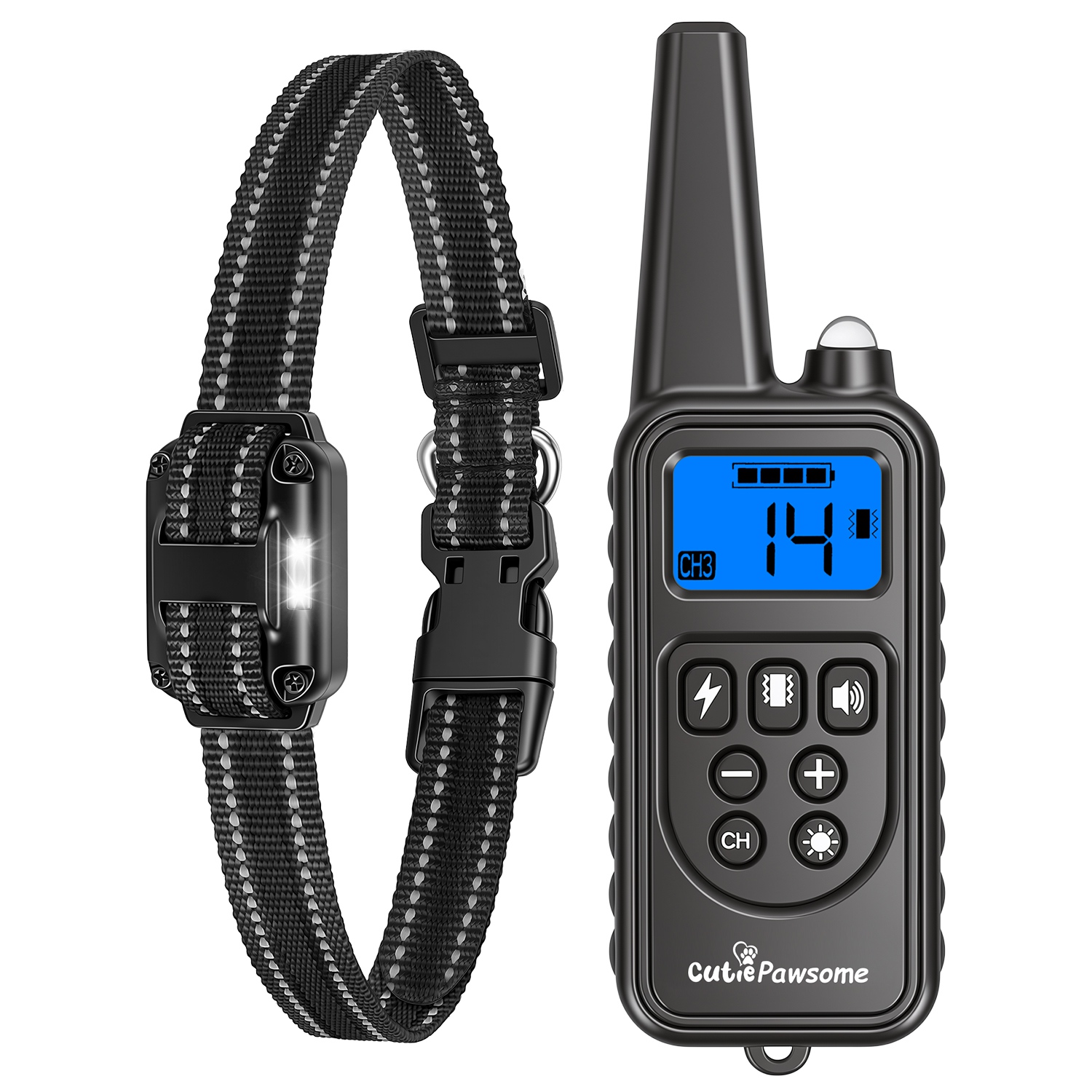 Dog Training Collar with Remote Rechargeable Dog Training Collar IP68 Waterproof with 4 Training Modes 3 Channels for Medium and Small Dogs