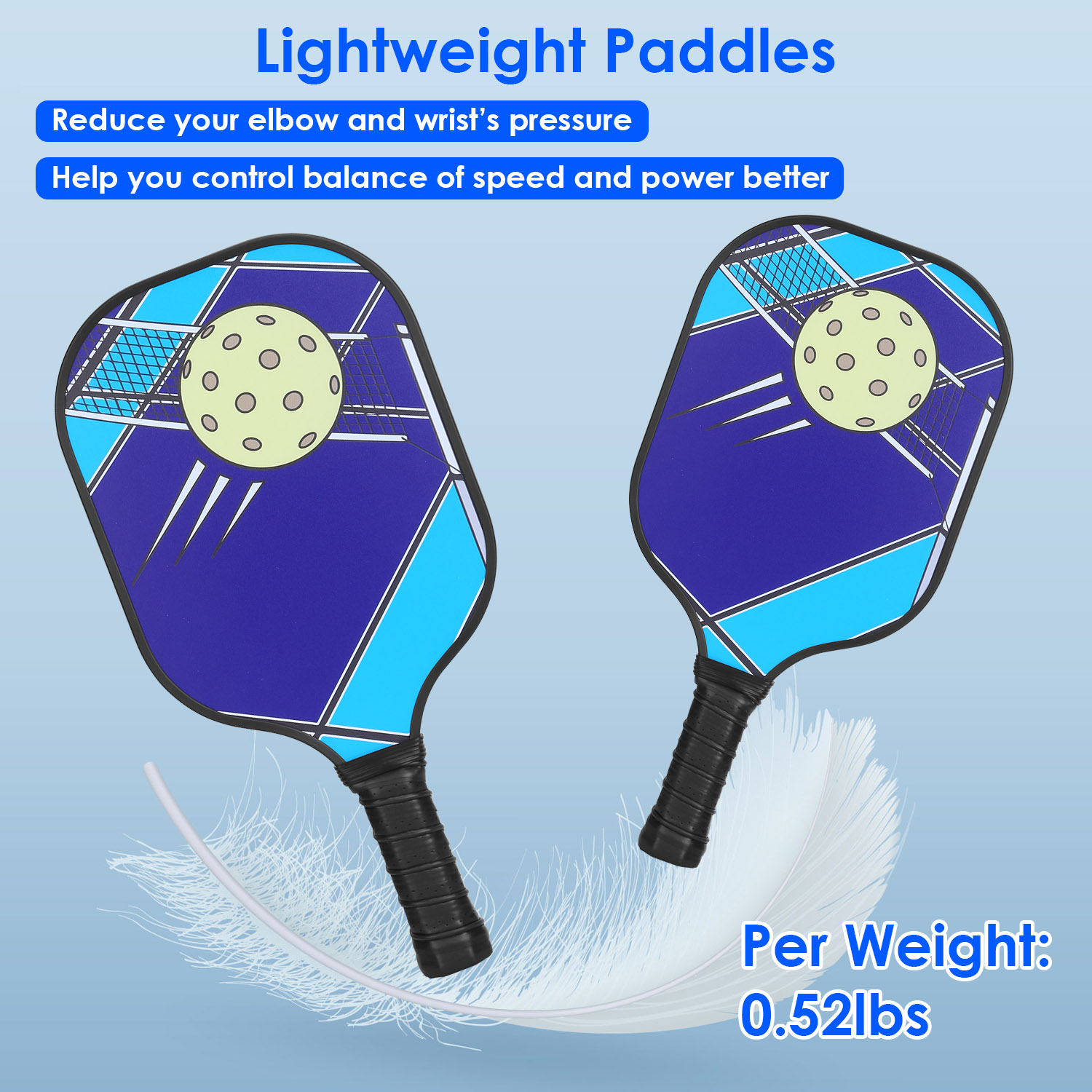 Pickleball Set 2 Fiberglass Paddles 4 Outdoor Indoor Balls Portable Carry Bag 2 Cooling Towel Lightweight Ergonomic Grip for Beginners Pros - Image 6